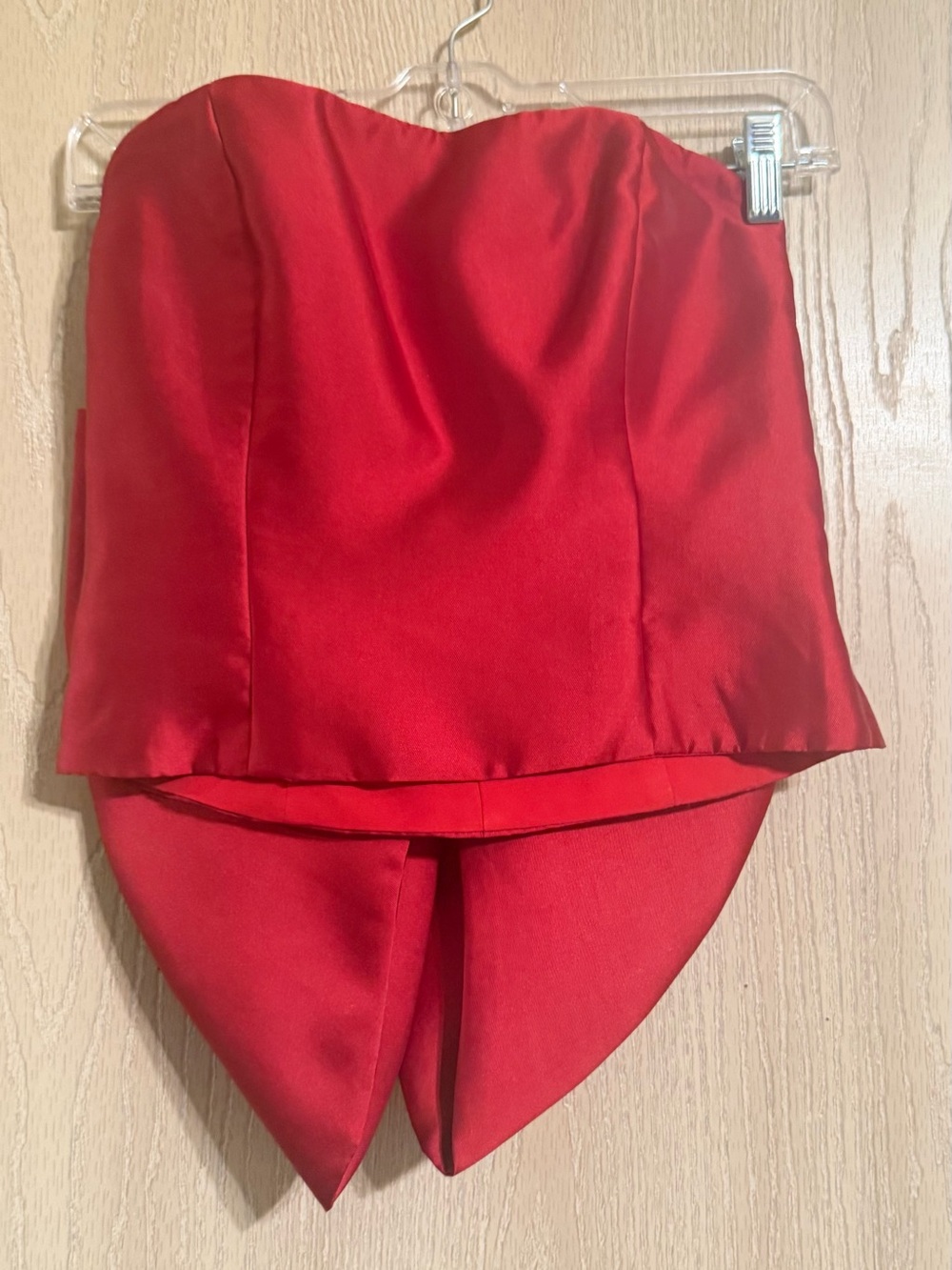 Hutch Red Strapless High-Low Satin Skirt